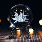 Nine-Tailed Fox Crystal Ball Paperweight with Stand