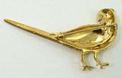 Gorgeous Designer 18K  Pheasant Brooch