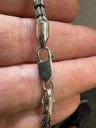 Sterling Silver 2-Tone Black Rhodium Plated Diamond-Cut Bead Tube Chain 4mm 925 Italy 18"
