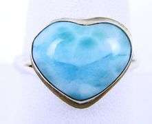 Sterling Silver Larimar Heart Ring, 8.75