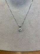14K White Gold Solitaire Diamond Pendant Necklace