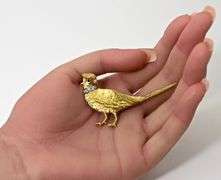 Gorgeous Designer 18K  Pheasant Brooch