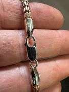 Sterling Silver 2-Tone Rose Gold Plated Diamond-Cut Bead Tube Chain 4mm 925 Italy 18"