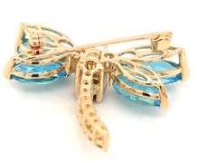 14kt Yellow gold marquise blue topaz, peridot and smokey quartz butterfly brooch pendant