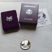 1990 S Proof Silver Eagle with Box & Paper