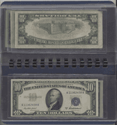 Collection of all 8 Small Size $10 Blue Seal Silver Certificates 1934 to 1953 in folio