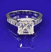 14 Kt Sparkling White Gold Plate 5 Ct Princess Cut White  Vs1 Fire Moissanite Ring