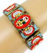 Vintage Italian Micro Mosaic Wide Bracelet