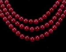 Beautiful 871 Cttw. Mined From The Earth 3 Strand Natural Red Ruby Necklace.