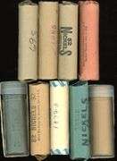 9 Assorted Bank-Wrapped Rolls of Jefferson Nickels: 1962 – 1975