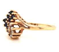 Sweet 10k YG Sapphire & Diamond Cluster Ring