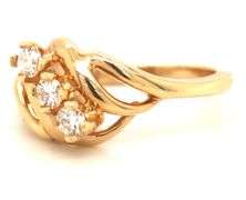 Glittering 14K YG Ring with 3 Diamonds