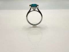 14 Kt White Gold Plate 6.5 Ct Simulated London Blue Topaz Ring