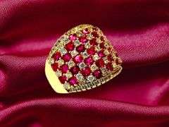 14 Kt Yellow Gold Plate 5.75 Cttw Simulated Diamond Ruby Ruby Ring
