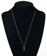 Stunning 14K White Gold Blue Saphhire Gemstone Pendant Necklace with Diamond Accents