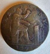 1791 John Wilkinson Ironworks Copper Half Penny Token