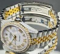ROLEX REF R16013 STAINLESS STEEL 10K GOLD DIAMOND WATCH 9.5CT