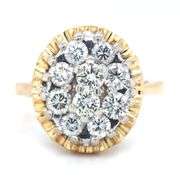 Vintage 14kt Yellow gold 2.25ctw diamond cluster ring