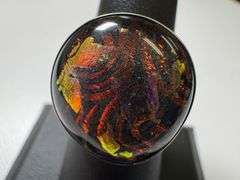 Sterling Silver 925 One of a Kind Dichroic Glass Ring Size 7