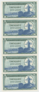 5 Gem CU 5c Military Payment Certificates in sequence (Series 681)
