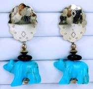 Carolyn Pollack Sterling Turquoise Fetish Cub Earrings