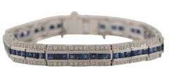 4.30ctw Sapphire and 2.75ctw Diamond Art Deco Inspired Bracelet in Platinum