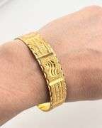 22KT Yellow Gold Ethnic Idian style Bangle Featuring Intricate Textured Motifs