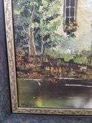 Investment! Antique European 20th Century Dutch Oil Painting Town near the River with Houses