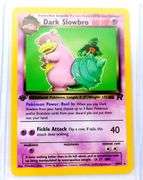 Pokémon 1999 Dark Slowbro 1st Edition Trade Card.