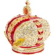Enameled Royal Crown with Rhinestones Trinket Box