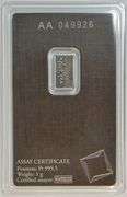 Pure .9999 fine Platinum 1 gram Valcambi bar in card with unique serial number