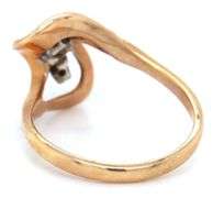 Stylish 14K YG Swirl Ring with Diamonds
