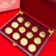 12 Zodiac Signs Golden Zodiac Coin Collection in Wooden Case
