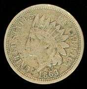 1863 Copper Nickel Indian Head Cent in XF40