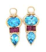 18kt Yellow gold blue topaz and garnet earring dangles