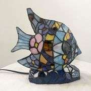 Tiffany Style Angelfish Stained Glass Table Lamp