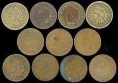 11 Different Indian Head Cents: 1859-1979