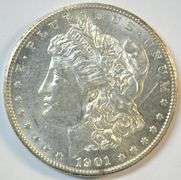 Creamy-white Near Mint key date 1901-S Morgan Silver Dollar in Unc