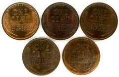 5 Different Uncirculated Lincoln Wheat Cents from the 1920s
