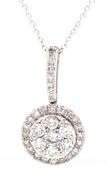 14kt White gold 1.25ctw diamond cluster pendant on chain