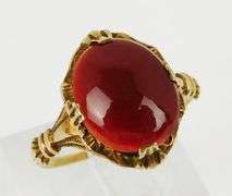 Antique 10K Gold Carnelian Ring, Size 7.5
