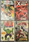 Vintage Marvel Comic Book Lot of 4 X-Men #41, Daredevil #20, Hulk #116, Marvel Fanfare #1
