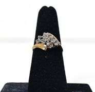 Dazzling 14K Yellow Gold Waterfall Cluster Diamond Ring