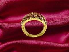 14 Kt Yellow Gold Plate 5.75 Cttw Simulated Diamond Ruby Ruby Ring