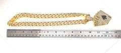 Huge 178 Gram 14 K Yellow Gold Plate Royal Flush Pendant Necklace
