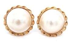 14kt Yellow gold 11mm Mabe pearl earrings