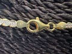 Gold Plated 925 Sterling Silver 3.5mm Serpentine 2-Tone Chain Link Italy Necklace 18"