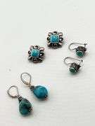 Vintage 925 Sterling Silver Turquoise Earrings Lot