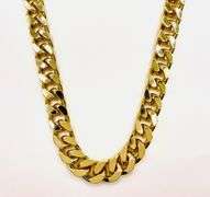 Classic 14 Kt Yellow Gold Plate 112 Gram Cuban Curb Chain Link Necklace.