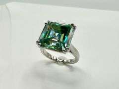 Extraodinary Large 16.35 Ct Russian Color Change Lab Simulated Alexandrite Asscher Cut Ring